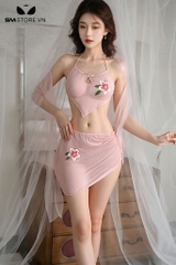 SMS593 - Áo yếm mỏng trong suốt kèm khăn choàng quyến rũ