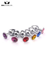 SMT200 - butt plug inox cắm hậu môn trơn đính kim cương lỗ 6 và 8mm