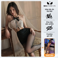 SMS637 - Trang phục thư ký với áo xuyên thấu kèm chân váy cực ngắn