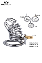 SMT863 - Khóa dương vật thép không gỉ dạng lồng 7 vòng