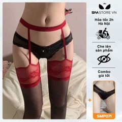 SMP115 - Garter tất da chân siêu mỏng phối viền ren hoa quyến rũ