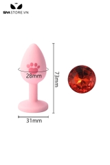 SMT1182 - Butt plug hậu môn silicon chân mèo dài 73mm gắn hạt ngọc