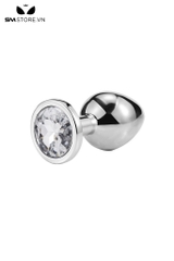 SMT200 - butt plug inox cắm hậu môn trơn đính kim cương lỗ 6 và 8mm