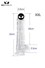 SMT487 - Dương vật giả silicon trắng trong suốt 7 size có độ bám dính