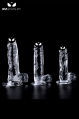 SMT487 - Dương vật giả silicon trắng trong suốt 7 size có độ bám dính