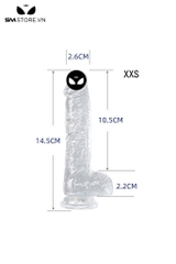 SMT487 - Dương vật giả silicon trắng trong suốt 7 size có độ bám dính