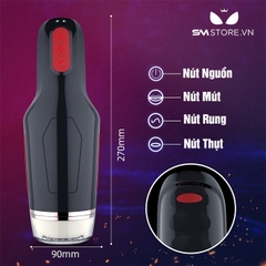 SMT539 - Máy thủ dâm silicon tự động co thắt dài 27cm màu đen