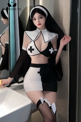 SMS355 - Cosplay sơ với áo kèm chân váy ôm body và khăn trùm đầu