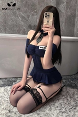 SMS796 - Cosplay cảnh sát sexy với váy xòe khoét eo kèm cổ áo