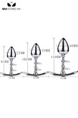 SMT2505 - Đồ chơi hậu môn anal bead inox đính kim cương có 3 size