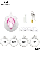SMT2964 - Khóa dương vật mặt dẹt hình âm đạo giả kèm 4 vòng