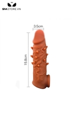 SMT740 - Bao cao su đôn dên đầu trơn có gân gai giữa dài 15.8cm