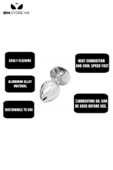 SMT200 - butt plug inox cắm hậu môn trơn đính kim cương lỗ 6 và 8mm
