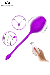 SMT1569 - Trứng rung 2 đầu hình hoa hồng điều khiển mini dài 19cm