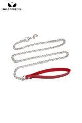 SMT285 - dây xích kim loại cổ SM chất liệu tay câm da PU dài 98cm
