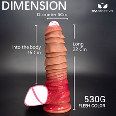 SMT1637 - Dương vật giả silicon xếp tầng mềm dẻo dài 22cm