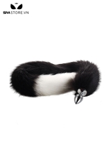 SMT041 - butt plug hình thoi gắn đuôi cáo 2 màu đen trắng dài 78 cm