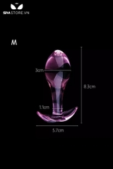 SMT1355 - Butt plug cắm hậu môn thủy tinh bằng thủy tinh trong suốt