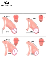 SMT2644 - Khóa dương vật có 4 size màu da mix kèm 4 vòng