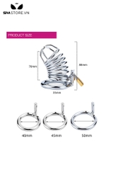 SMT863 - Khóa dương vật thép không gỉ dạng lồng 7 vòng