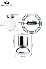 SMT2690 - Khóa dương vật mặt dẹt cực âm inox không gỉ có 4 size