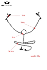 SMT1557 - Kẹp môi âm vật và núm vú kim loại 3 đầu gắn chuông