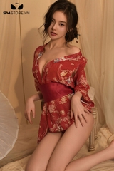 SMS692 - Set đồ ngủ áo choàng kimono và quần lót lọt khe sexy