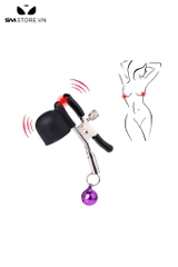 SMT1171 - Kẹp núm vú rung kim loại gắn chuông tím dài 80mm