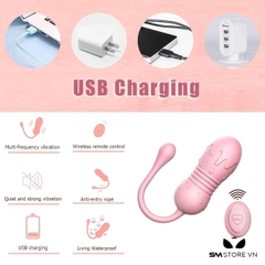 SMT526 - Trứng rung silicon điều khiển từ xa màu hồng dài 19.3cm