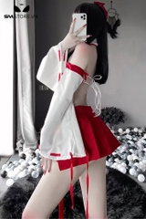 SMS701 - Váy ngủ kimono với áo ngực chân váy hở trước buộc dây sexy