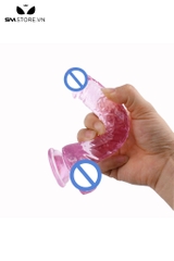 SMT404 - Dương vật giả trong suốt mini silicon mềm có bìu dài 15cm