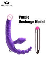 SMT1253 - Dương vật 3 đầu có phích cắm hậu môn 5 tầng dài 21cm