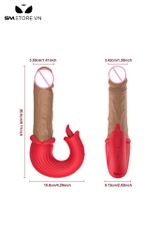 SMT2178 - Dương vật giả 2 đầu rung thịt có lưỡi liếm dài 20.6cm