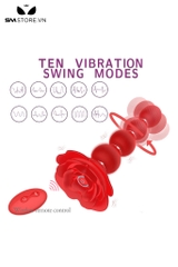 SMT1712 - Anal bead xoắn hình bông hoa hồng có 10 tần số rung
