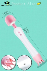SMT467 - Chày rung đầu lưỡi vương miện silicon dài 17cm màu trắng