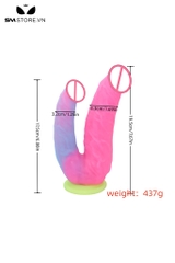 SMT1347 - Dương vật giả hồng xanh silicon uốn dẻo phát sáng