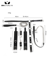 SMT1195 - Combo đồ chơi BDSM màu đen 6 món trói tay kèm vòng cổ