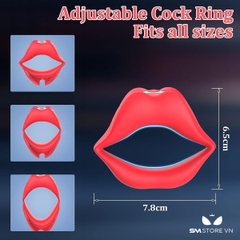 SMT2377 - Vòng khóa dương vật hình cái môi có 10 tần số sạc điện