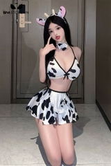SMS106 - Cosplay bò sữa gồm áo hai dây và chân váy xòe siêu ngắn