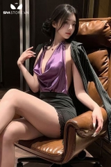 SMS677 - Cô giáo cosplay với áo buộc dây sau hở lưng và váy bó