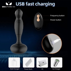 SMT1146 - Butt plug hậu môn silicon dùng sạc với 10 chế độ rung