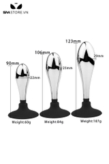 SMT2468 - Phích cắm hậu môn inox có đế silicon dính tường và 3 size
