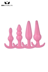 SMT247 - Combo 4 butt plug hậu môn bằng nhựa với đa dạng đầu cắm