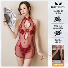 SMS040 - Áo ngủ sườn xám siêu mỏng trong suốt hở bạo cực sexy