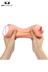 SMT2520 - Âm đạo và miệng giả có răng và môi hồng chất liệu silicon mềm