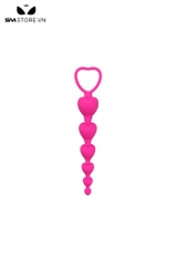 SMT116 - Anal beads silicon hình trái tim chuỗi 6 hạt dài 18,5 cm