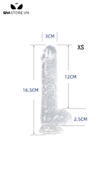 SMT487 - Dương vật giả silicon trắng trong suốt 7 size có độ bám dính