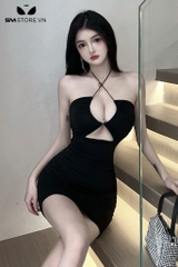 SMS842 - Váy đi bar ôm body cổ yếm gợi cảm khoét ngực sexy