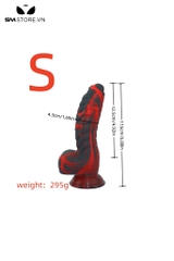 SMT1346 - Dương vật giả silicon màu đỏ đen siêu mềm uốn cong