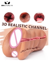 SMT2566 - Miệng mix kèm âm đạo giả silicon 2 đầu dài 19cm